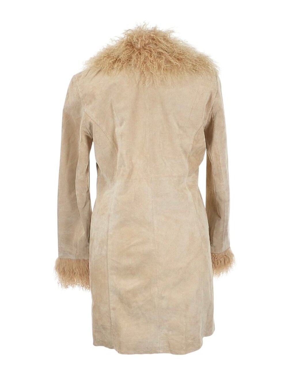 Vintage Raffaelo Beige Suede Leather Penny Lane Afghan Shearling Coat XL Boho - Picture 7 of 9